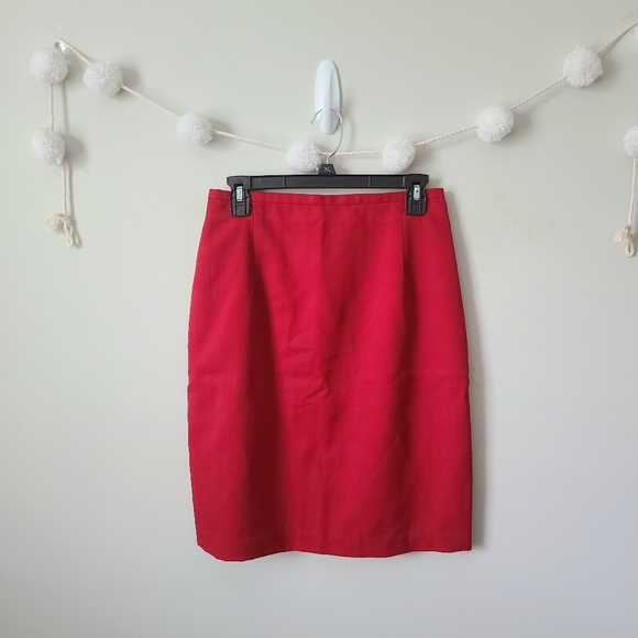Red Wool Pencil Skirt Size 10 - Picture 1 of 8